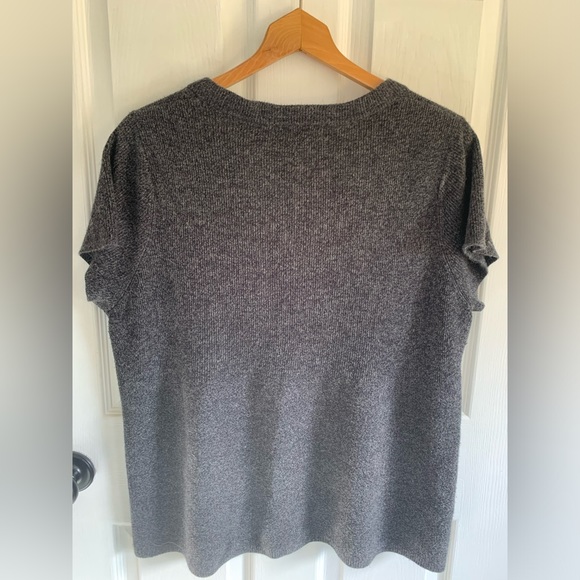 Dress Barn dark grey short sleeve button front cardigan sweater 18/20 cozy warm - Picture 5 of 10